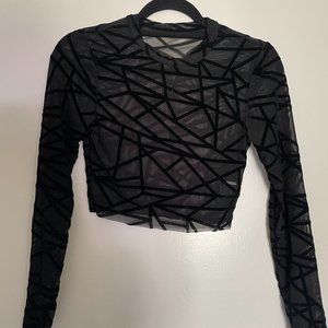 Mesh long sleeve crop top